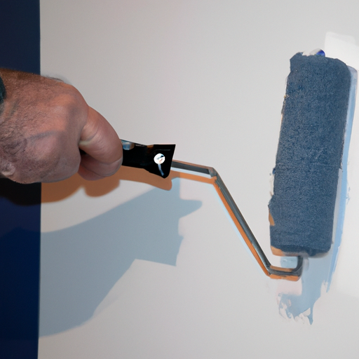 אדם צובע חדר ביעילות באמצעות רולר צבע, עם טיימר מוגדר לשעה.